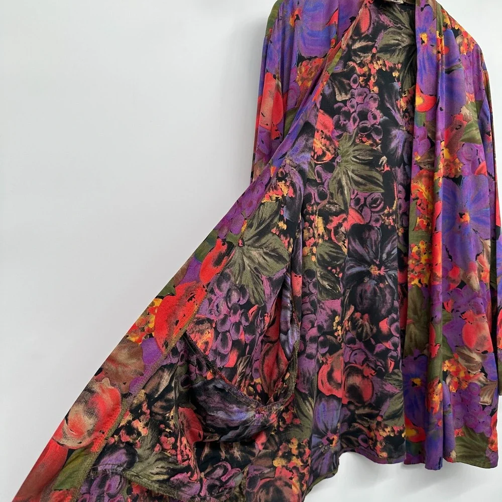 Vintage Jacket Kimono Top Size 16 Pockets‎ Long Sleeve XL 1X Garden Party USA